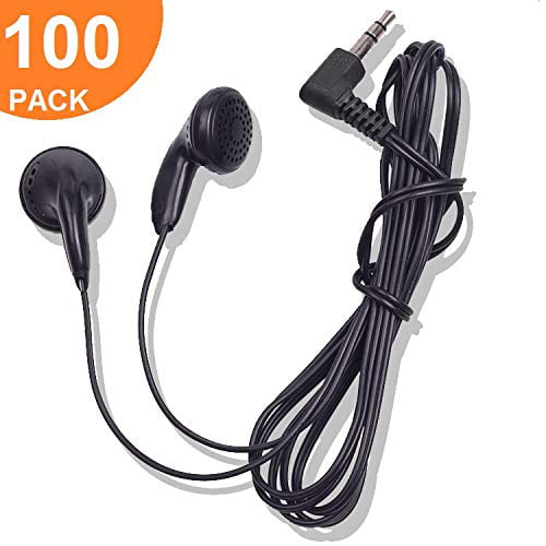 Android Wholesale Bulk Individually Bagged Earbuds Headphones 100 Pack for iPhone Black MP3 Player 