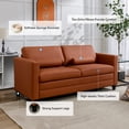 thumbnail image 4 of BALUS Convertible Sofa Bed, Queen Size Leather Upholstery Sleeper Sofa, Super Comfy Pull Out Sofa Bed for Living Room, Cognac Tan, 4 of 7