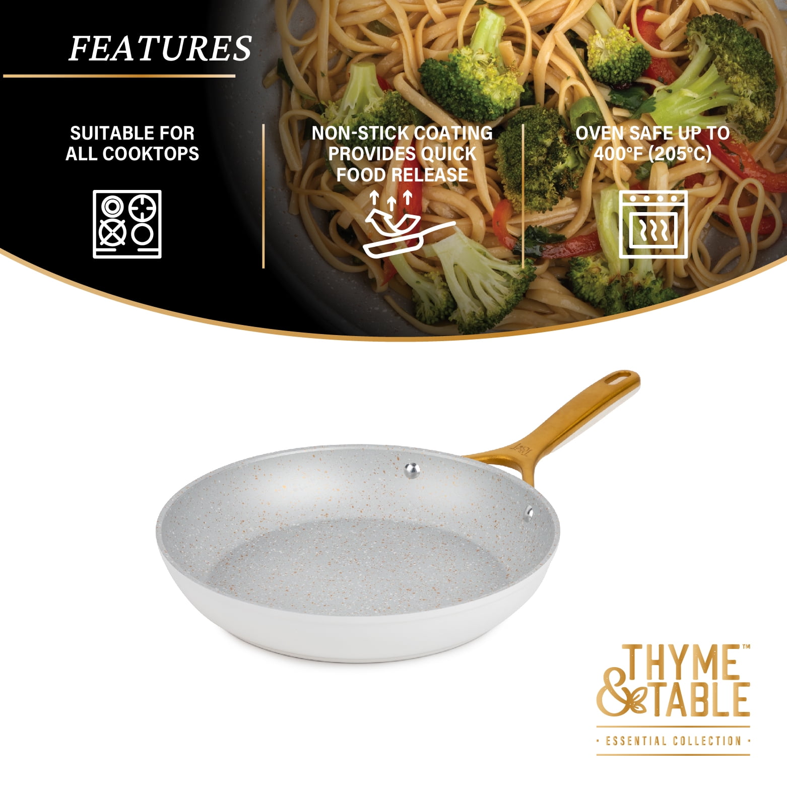 Thyme & Table 10" Non-Stick Supreme Fry Pan - Cream
