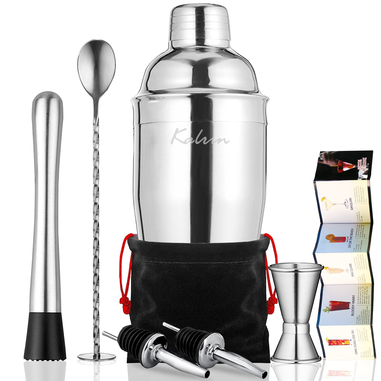 Kalrin Bartender Kit, 8Piece Portable Cocktail Shaker Set with 25oz
