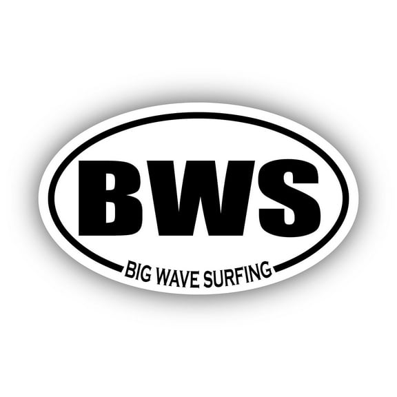 Big Wave Surfing BWS Oval Bumper Sticker 3M Vinyl Decal 3 in x 5 in