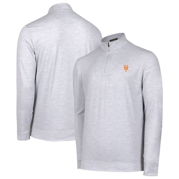 Men's Gray New York Mets Sublime Tri-Blend Quarter-Zip Jacket