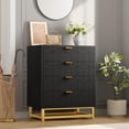 thumbnail image 5 of EastVita Modern 4 Drawer Dresser Wide Chest with Gold Metal Legs and Handles Wood Storage Organizer for Bedroom Living Room Hallway Black, 5 of 6