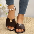 thumbnail image 5 of THDHVS Black Sandals Women,Sandals for Women 2025,Women Dressy Summer Flat Comfortable Fashion Beach Cute Ladies Slides Leather Casual Dress Women's Sandals 2025 Black 6.5, 5 of 9