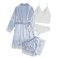 thumbnail image 5 of XIAOCHA Women's 4-Piece Satin Lace Trim Sleepwear Set Silky Refined Loungewear, 5 of 7