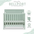 thumbnail image 4 of Dream On Me Bellport 4 in 1 Convertible Mini/Portable Crib in Light Seafoam Green, Non-Toxic Finish, Made of Sustainable New Zealand Pinewood, with 3 Mattress Height Settings, 4 of 8