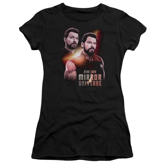Star Trek Mirror Riker Junior Women's Sheer T-Shirt Black