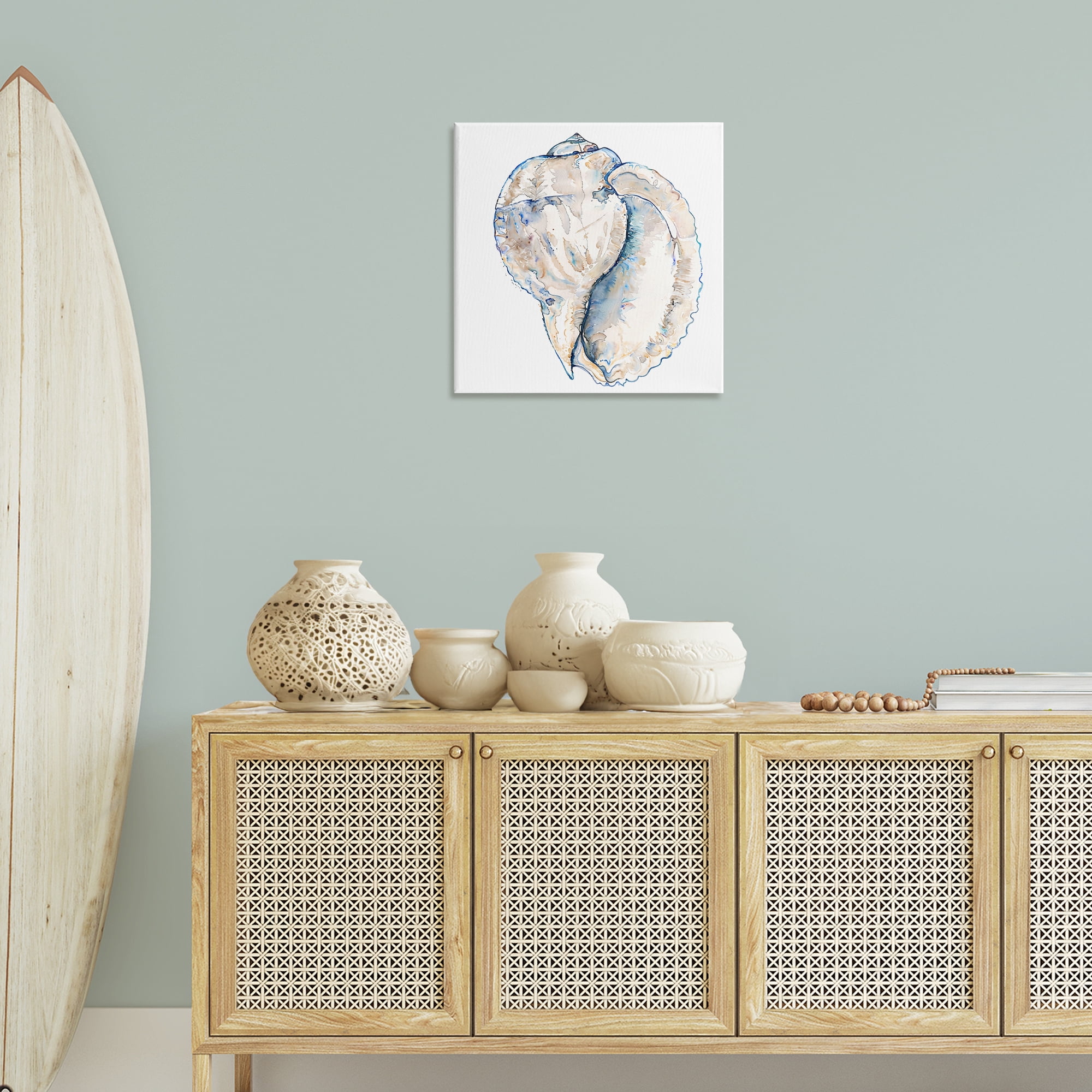Stupell Industries Conch Shell on White Coastal Painting Gallery Wrapped Canvas Art Print Wall Art, 24 x 24
