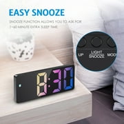 ORIA Electronic Digital Alarm Clock, 6.5inch Large Display LED Clock for Bedside Table Battery Clock with Temperature Display Adjustable Brightness Voice Control for Home, Multicolor