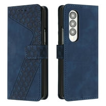 Mantto Wallet Case For Samsung Galaxy Z Fold 4,Luxury Leather Magnetic Flip Card Slots Stand 360 Protection Shockproof Soft TPU Cover with Detachable Wrist Strap.For Samsung Galaxy Z Fold 4,Blue