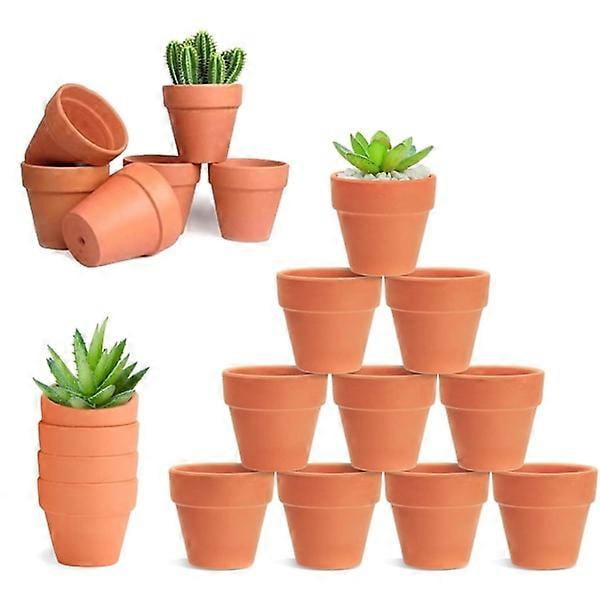 20 Terracotta Pots, Mini Ceramic Plant Pots with Drainage Hole, for Cacti and Succulents Indoor
