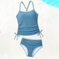 thumbnail image 5 of WMQPNNS Girls' Tankini Swimsuit with Shorts Two Piece Swimwear Adjustable Strap Back Cross Bathing Suit, Size 13-14 Years, bc1-Light Blue, 5 of 5
