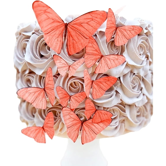 Edible Butterflies © - Coral Set of 15 - Cake and Cupcake Toppers, Decoration