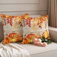 thumbnail image 2 of Autumn Pumpkin Outdoor Waterproof Pillow Covers, Thanksgiving Orange Red Vintage Wooden Decorative Square Throw Pillowcase Sofa Cushion Sham for Patio/Couch/Chair, 16"x16" 2 Pack, 2 of 8