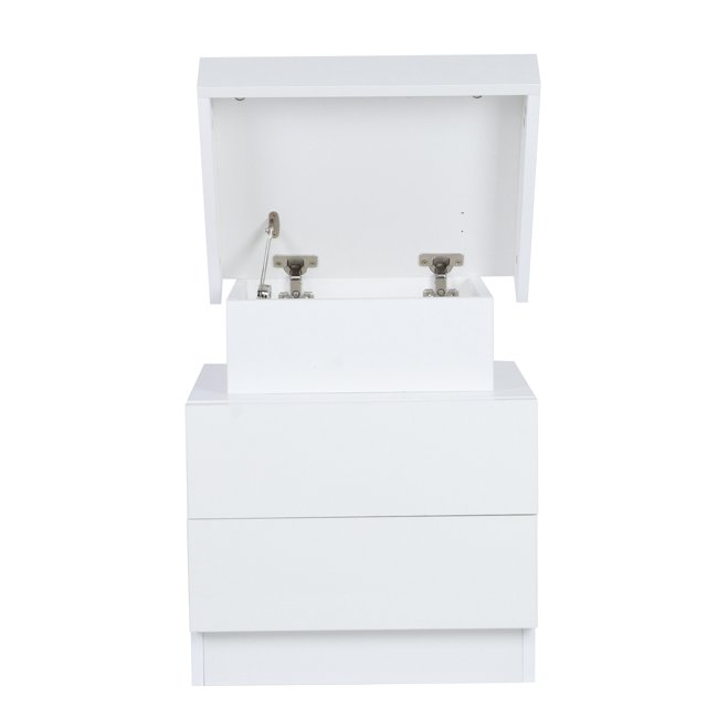 Mesita de noche mesita de noche con luz LED de colores UV alto brillo gran capacidad mesita de noche armario de almacenamiento con 2 cajones para sala de estar dormitorio ANGGREK Otros