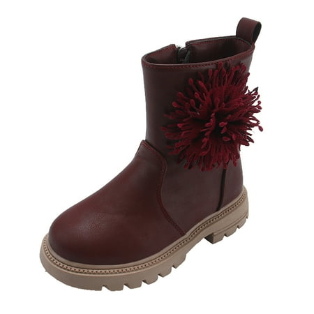 

GEZHEN Toddler Rain Boots Children S Boots Shoes Scrub Leather Short Non Slip Breathable Nude Boots Kids Boots