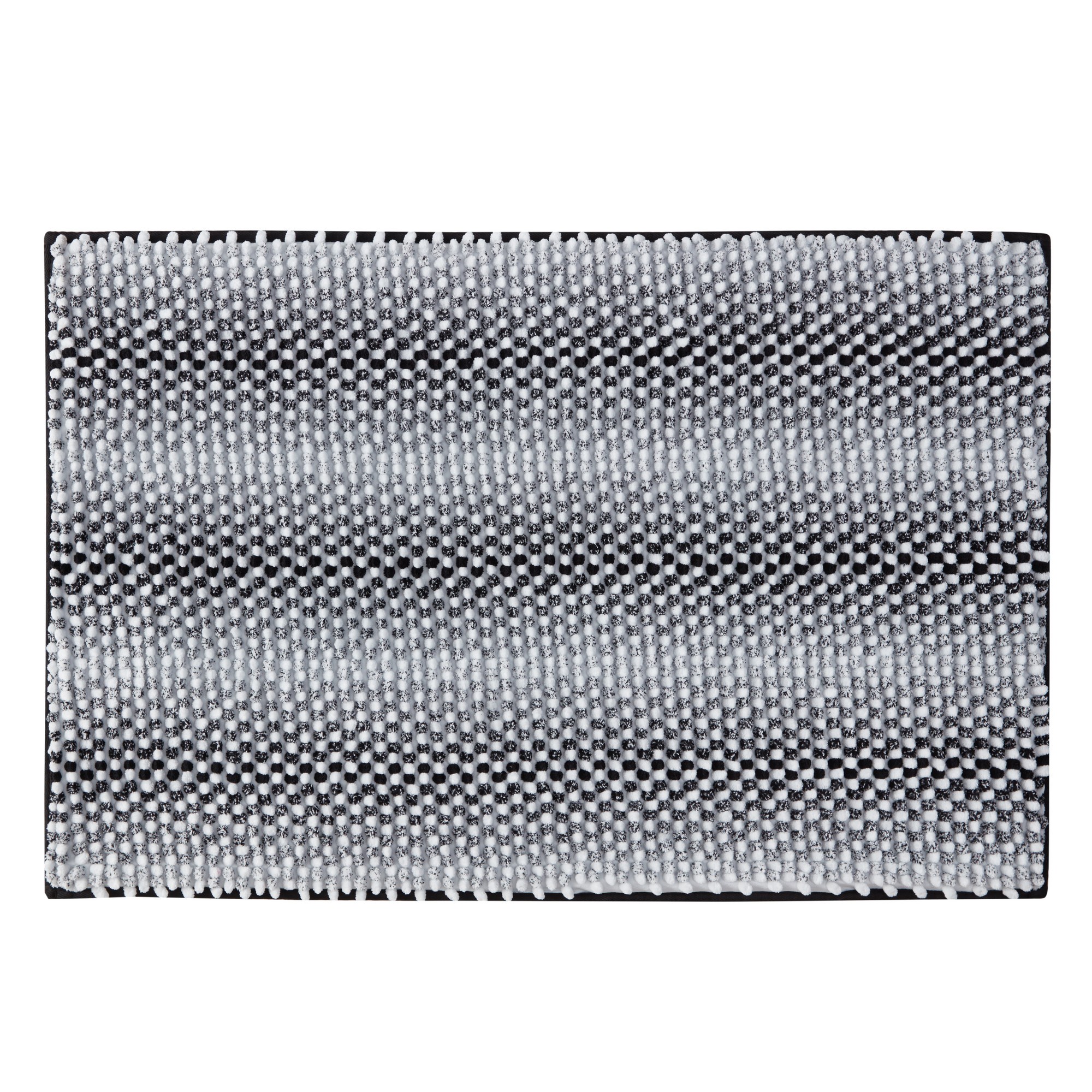 VCNY Home Memory Foam Noodle Black Heathered Stripe Polyester Bath Rug, 20" x 30"