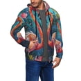 thumbnail image 2 of Goofa Romantic Flamingo Pair Pattern Mens Full-zip Hoodie, Zip-up Pullover Hooded Sweatshirt, Kangaroo Pocket Hoodie Ideal for Daily Wear, Travel, and Home-3X-Large, 2 of 5