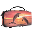 thumbnail image 2 of Herdesigns Dolphin Themed Carry Case Compatible with Nintendo Switch 2017 & Oled 2021, with 20 Game Card Slots, Sea Dolphin Portable Travel Carrying Case Pouch for Accessories & Games, 2 of 8