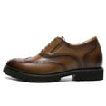 thumbnail image 2 of CMR CHAMARIPA Men's Elevator Dress Shoes - Brown Leather Brogue Oxford Shoes 8CM / 3.15 Inches, 2 of 9