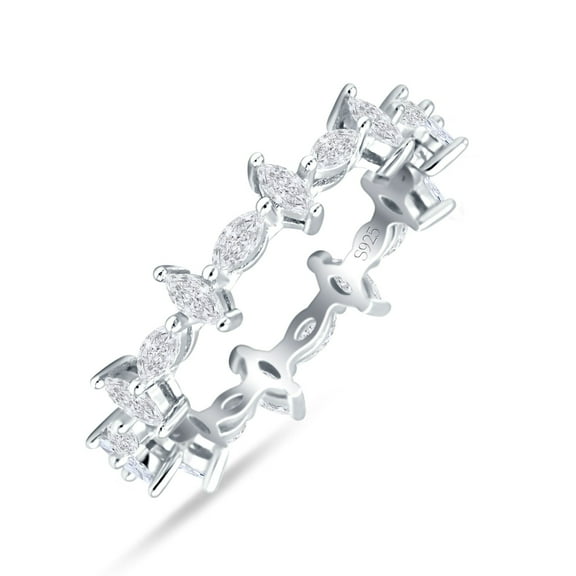 Full Eternity Marquise Band CZ ring 925 Sterling Silver Size 5