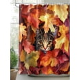 thumbnail image 2 of Fsddascl Fall Shower Curtain Set - 48" x 72" Washable Bathtub Curtain with 12 Hooks, Thanksgiving Farmhouse Cat in Maple Leaf Waterproof Fabric Stall Shower Curtains for Bathroom/Bathtub Décor, 2 of 6
