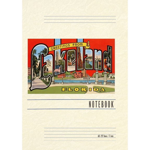 Vintage Lined Notebook Greetings from Lakeland, Florida (Paperback)