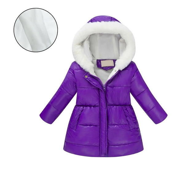 Girl Winter Coat Hooded Puffer Jacket Purple Jacket Zip up Long Sleeve Waterproof Kids Lightweight Jacket Girls Winter Coats Size 4-5 Years