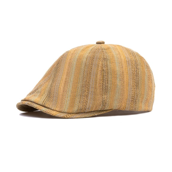 Women Colorful Striped Octagonal Newsboy Flat Hat Duckbill Ivy Painter Beret Cap