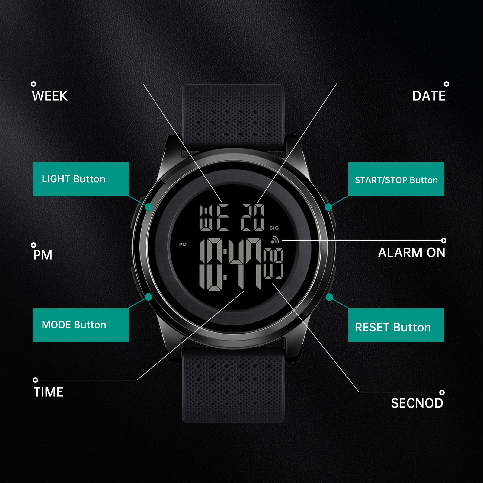 SKMEI Mens Watch Ultra-Thin Digital Sports Watch Waterproof Stainless Steel Fashion Wrist Watch for Men Women