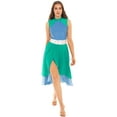 thumbnail image 2 of ZDHoor Womens Tunic Sleeveless Color Block Dance Dress Liturgical Praise Worship Dance Costume Green&Blue M, 2 of 7
