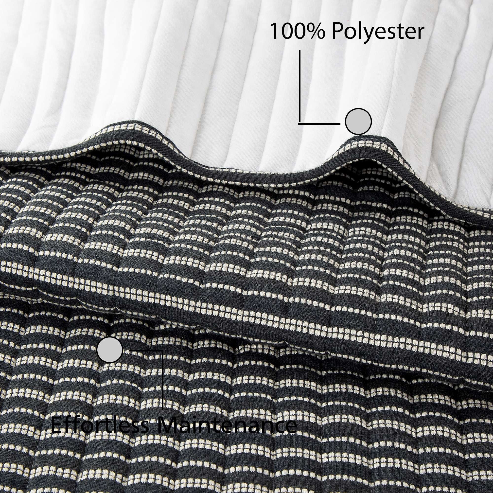 Mainstays Jersey Quilt Bedding Black Stripe Cotton, Polyester Jersey Knitted Weave Quilts, Full/Queen - Reversible, Breathable