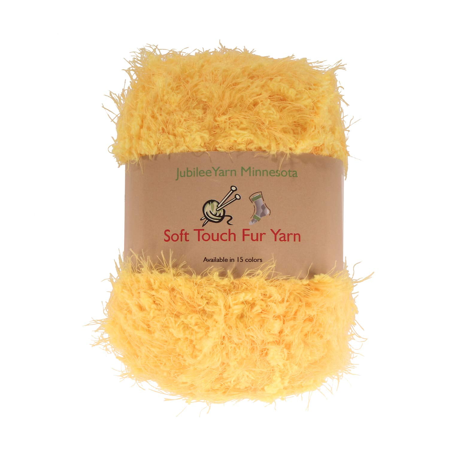 JubileeYarn Soft Touch Fuzzy Fur Yarn 74yd/skein Yellow 2 Skeins
