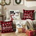thumbnail image 3 of Christmas Pillow Covers 20 x 20 Inch Set of 4 Merry Christmas Trees Snowflake Joy Throw Pillow Covers Xmas Winter Holiday Decorative Pillow Covers Cushion Cases Decoration for Sofa Couch, 3 of 6