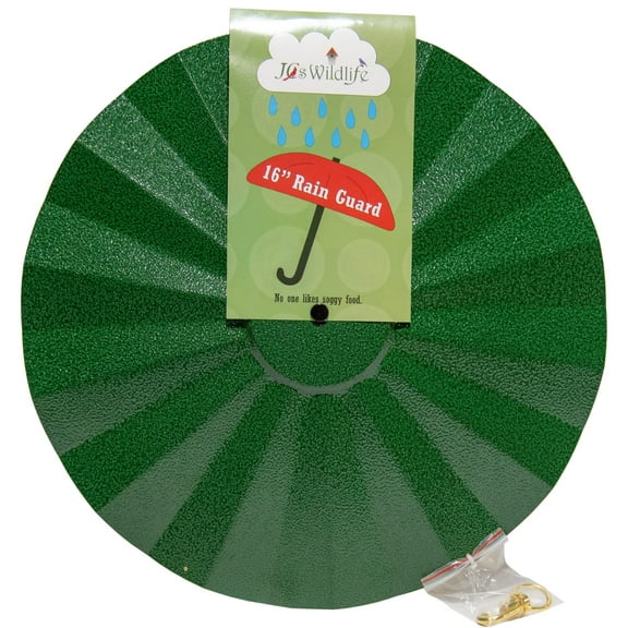 JCs Wildlife Metal Bird Feeder Rain Guard - Perfect for Bird Seed Cylinders - Protects Against Water and Overhead Messes - Weather Guard, Rain Dome Cover, Easy to Clean (16 Inches, Green)