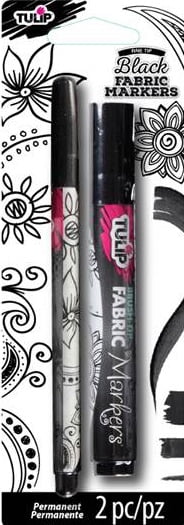 Tulip Permanent Fabric Marker - Black, 2 Piece