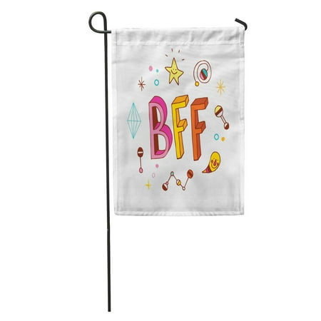 SIDONKU Doodle BFF Best Friends Forever Friendship Teen Fun School Symbol Garden Flag Decorative Flag House Banner 12x18