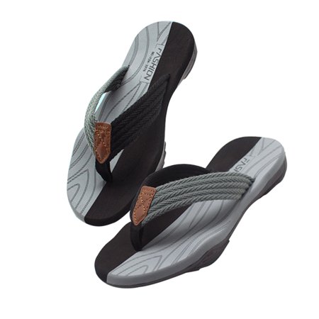 

Men s Summer Flip-flops Arch Support Beach Pool Slides Summer Holiday Beach Sports Sandals 45 Black Gray