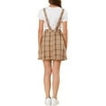 thumbnail image 3 of INSPIRE CHIC Women's Christmas Adjustable Strap Plaid Suspender Overall Dress L Brown-White, 3 of 8