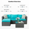 thumbnail image 7 of Walsunny 3 Piece Blue Outdoor Furniture Sectional Sofa Patio Set with Silver Gray Rattan Wicker, 7 of 7