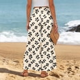 thumbnail image 5 of Womens Hawaiian Print Palazzo Pants Elastic High Waisted Ties Ruffle Hem Wide Leg Beach Pants with Pockets Khaki XL, 5 of 5