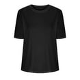 thumbnail image 2 of Scyoekwg Womens Tops Short Sleeve Loose Ladies Tops Solid Color Crewneck Regular T-shirt Casual Comfy Summer Blouses (Black,XL), 2 of 7