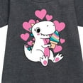 thumbnail image 2 of Instant Message - Ice Cream Dinosaur - Toddler & Youth Girls Fleece Dress, 2 of 5