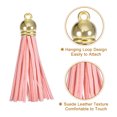thumbnail image 3 of Uxcell 30Pack 2.2" Leather Tassels Keychain Charm with Gold Cap for DIY, Pink, 3 of 6