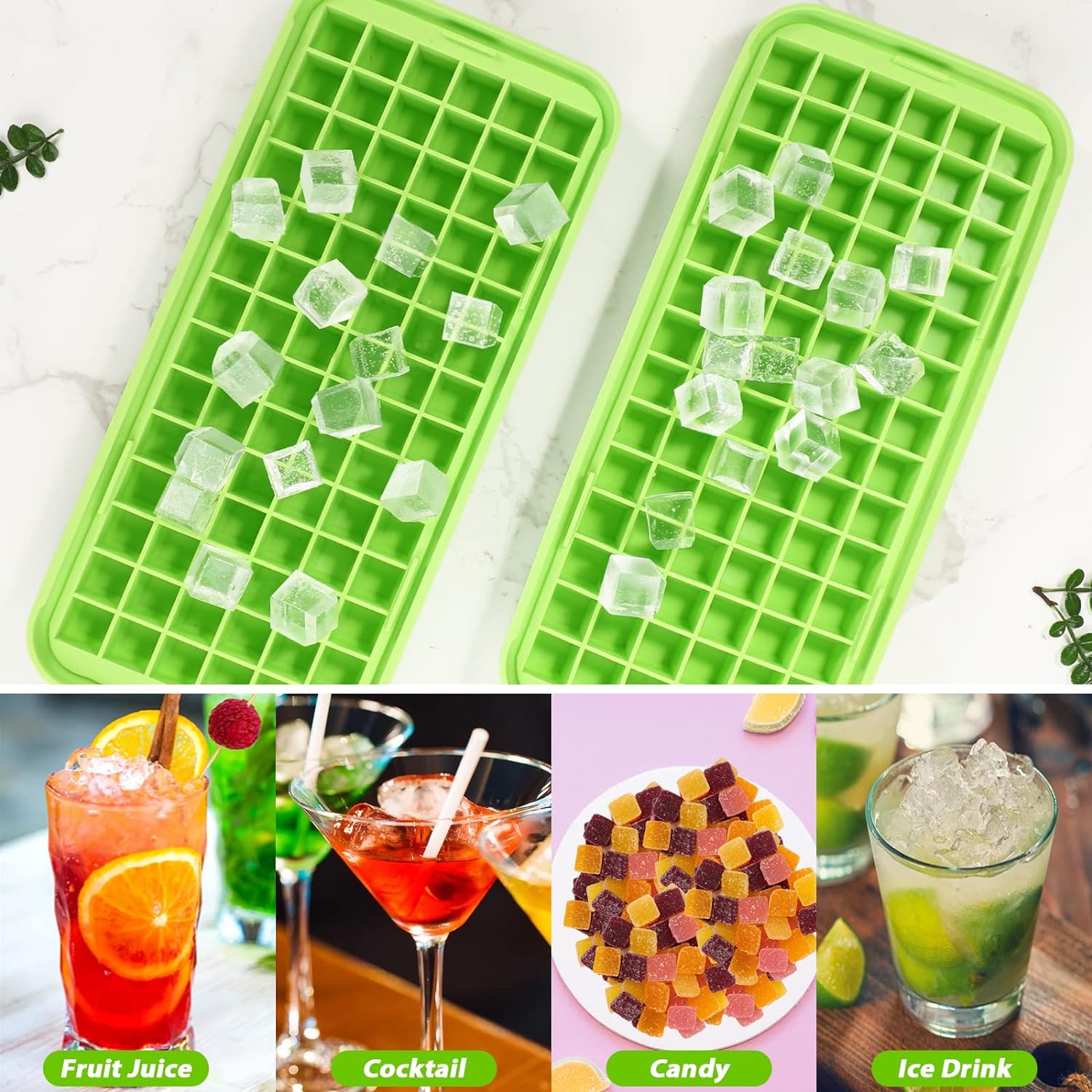 Silicone Ice Cube Tray with Lid Easy Release Small Ice Molds 86 Grids Mini Crushed Tiny Ice Trays for Drinks Coffee Juice Whiskey Cocktails