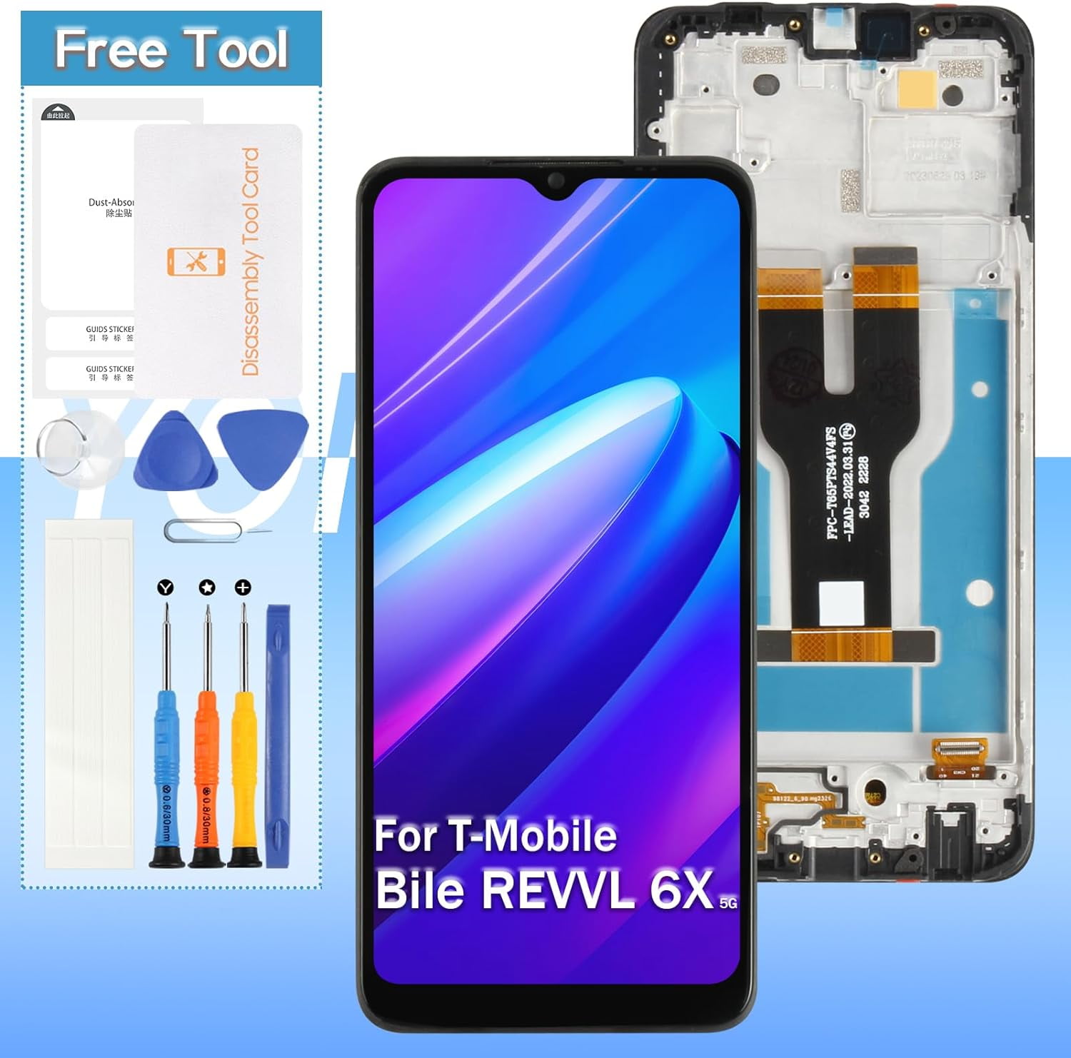LCD Display + Touch Screen Digitizer Replacement For T-Mobile Revvl 6 5G (TMAF025G) – Black