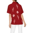 thumbnail image 4 of HAPPY BAY Women's Casual Hawaiian Short Sleeve Blouse Shirt Solid Blouses Button Up Dress Tops Tee Shirts T Shirts for Women XXL Red, Parrot, 4 of 4