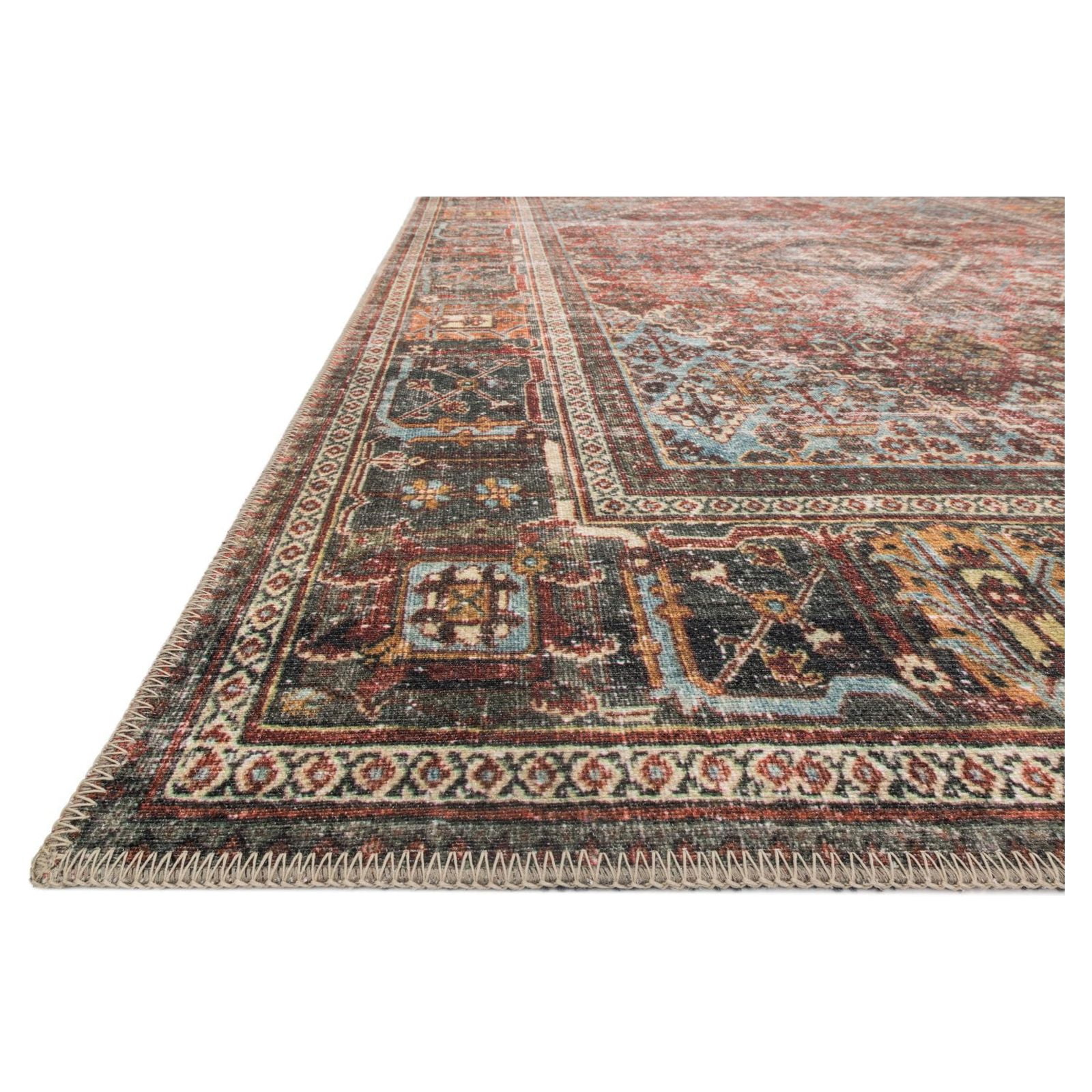 Loloi II Loren Collection LQ-13 Brick / Midnight Oriental Area Rug 5'-0" x 7'-6"