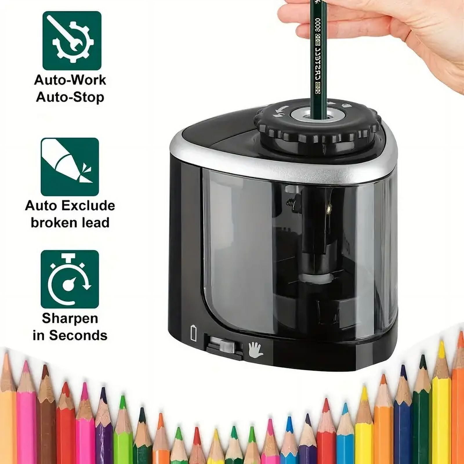 Electric Pencil Sharpener - Automatic, Desktop Office Stationery Tool with Precision Sharpening