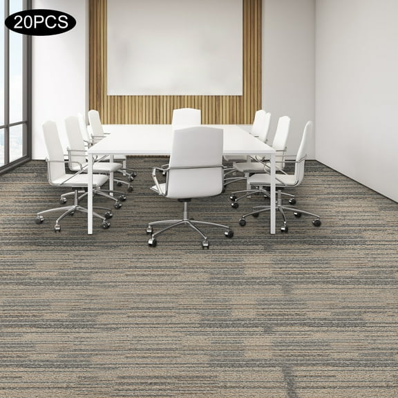 20x20-inch Commercial Carpet, Repeated Use Floor Tile Washable Mats Modern Square Grain 20Pcs Square Carpets